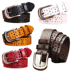 New Belt Hollow Pattern Belt Ladies Trend Waistband Genuine Woman Belt Vintage Pin Buckle Strap Jeans