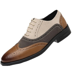 Men's Plus Size Brogue Oxford Pointed Toe Leather Shoes