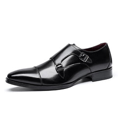 Men's British Style Leather Monk Strap Business Shoes