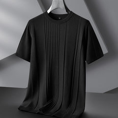 Men's Plus-sized Casual Round Neck Jacquard Sweater With Short Sleeves