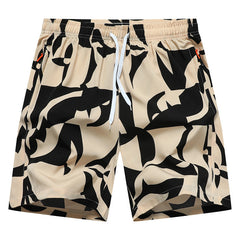 Casual Loose Pattern Cropped Elastic Waist Breathable Beach Pants