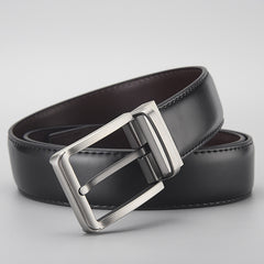 Gentleman Business Style Men's Leather Business Rotation Pin Buckle Belt