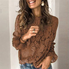 Elegant Hollow Lace Blouse for Women