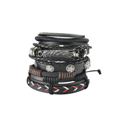 Men’s Alloy & Cowhide Multilayer Leather Bracelet – Vintage Rugged Fashion Jewelry