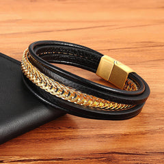 Men’s Simple Leather Bracelet – Versatile Punk Style Fashion Accessory