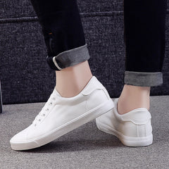 Men’s Spring Casual Leather Sneakers – White Fashion Shoes