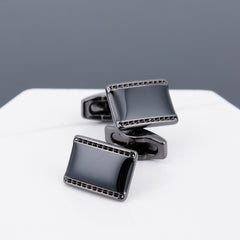 Men's Cufflinks Black Face Grey Copper Sleeve Stud