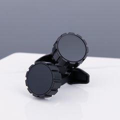 Men's Cufflinks Black Face Grey Copper Sleeve Stud