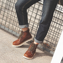 Retro British Outdoor Genuine Leather High-Top Casual Boots For Men