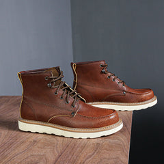 Retro British Outdoor Genuine Leather High-Top Casual Boots For Men