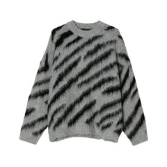 Men’s Zebra Print Mohair Knit Sweater