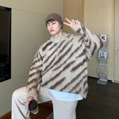 Men’s Zebra Print Mohair Knit Sweater
