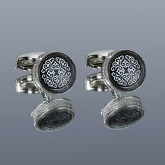 Fashion Pattern Round Silver Cufflinks For Men