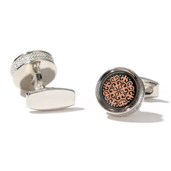 Fashion Pattern Round Silver Cufflinks For Men