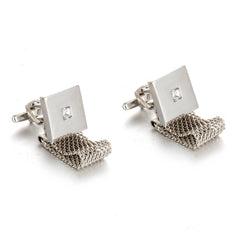 Shirt Cufflinks Chain Square White Crystal Business Cufflinks