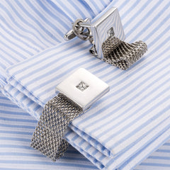 Shirt Cufflinks Chain Square White Crystal Business Cufflinks