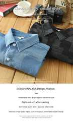Jacquard Color Matching Casual Denim Long-sleeved Shirt Men's Loose Shirt Coat