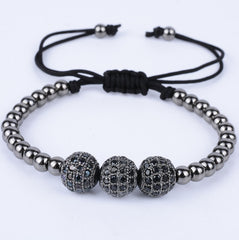 Men’s Ball Beads Braided Macrame Bracelet – Handmade Casual Fashion Jewelry
