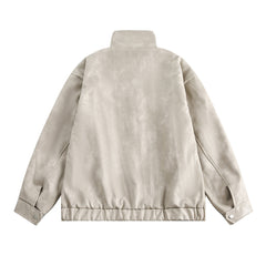 Solid Color Leather Clothing With Stand Collar Coat For Men Spring And Autumn