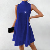 Women’s Sparkly Sequin Dress-Sleeveless Mock Neck Glittery Evening & Party Wear