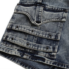 Heavy Duty Patchwork Denim Shorts For Men