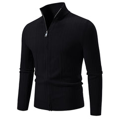 Solid Color Zipper Cardigan Coat For Men