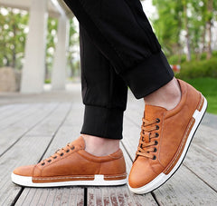Men’s Handmade Low-Top Casual Sneakers – Comfortable Leather Style Everyday Shoes