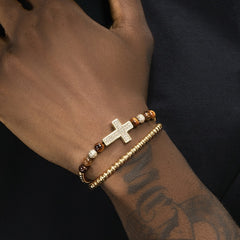 Men’s Copper Gold-Plated Full Diamond Cross Bracelet