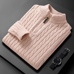 Men's Fall Winter Half Zip Sweater Diamond Lattice Sweater