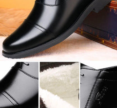 Winter Real Leather With Fleece Lining Men's Cotton Padded Shoes