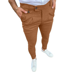 Faux Pocket Decorative Leisure Business Pants