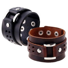 Men’s Retro Cowhide Leather Bracelet – Vintage Style Handmade Fashion Jewelry