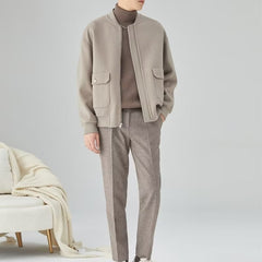Baseball Collar Double-Sided Woolen Jacket For Men