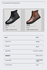 Men's Cowhide Casual Flat Martins Boots