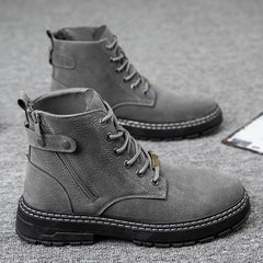 Round Toe Side Zipper Casual Martin Style Boots