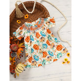 Toddler Baby Girl Dress-Pumpkin Smocked Fall Outfit for Halloween & Parties