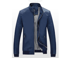 Men’s PU Patchwork Jacket – Casual Zip-Up Outerwear