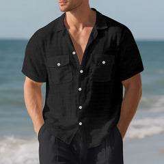 Solid Color Loose Casual Holiday Lapel Shirt Men