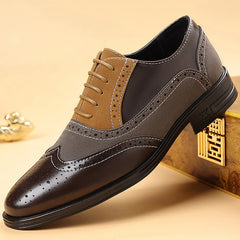 Men's Plus Size Brogue Oxford Pointed Toe Leather Shoes