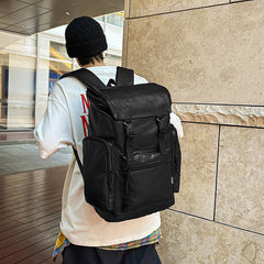 Retro Men's Leather Cowhide Computer Backpack Frosted