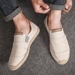Handmade Straw & Canvas Shoes – Casual Breathable Men’s Footwear