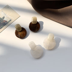 Premium brown resin round earrings