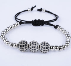 Men’s Ball Beads Braided Macrame Bracelet – Handmade Casual Fashion Jewelry