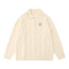 Simple Embroidered Lapel Sweater For Men