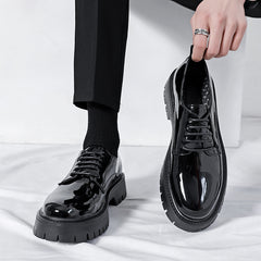 Men's Fashion Shiny Leather Shoes – British Style Big Head Design