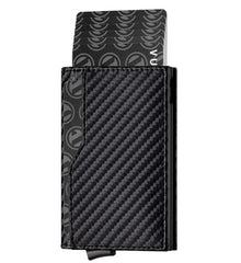 Credit Card Case With Double ID Window RFID Blocking Automatic Leather Up Wallet