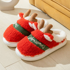 Men’s Christmas Elk Slippers – Warm Winter Indoor House Shoes