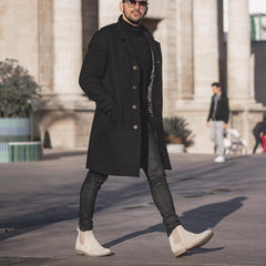 Men's Mid-length Casual Coat Korean Style Loose Windbreaker