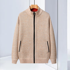 Stand Collar Sweater Coat For Men Fleece Jacket