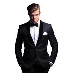 Men’s Black Slim-Fit Two-Piece Suit Set